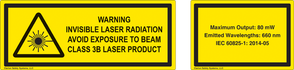 Figure 2A: Example of the still permissible older-style IEC laser safety label with separate explanatory  information label
