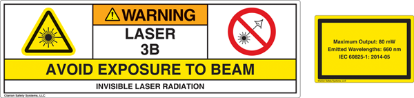 Figure 2C: Example of the new IEC laser safety label with separate explanatory information label
