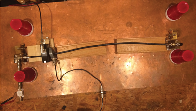 Figure 10: Overall view of the BCI set-up on the same cable that was illuminated under the plate. Solar Model 9120-1N on the left, FCC Model F-65 to its right. 