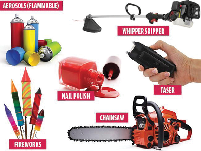 Figure 4: Items banned from aircraft (Source: Daily Telegraph)