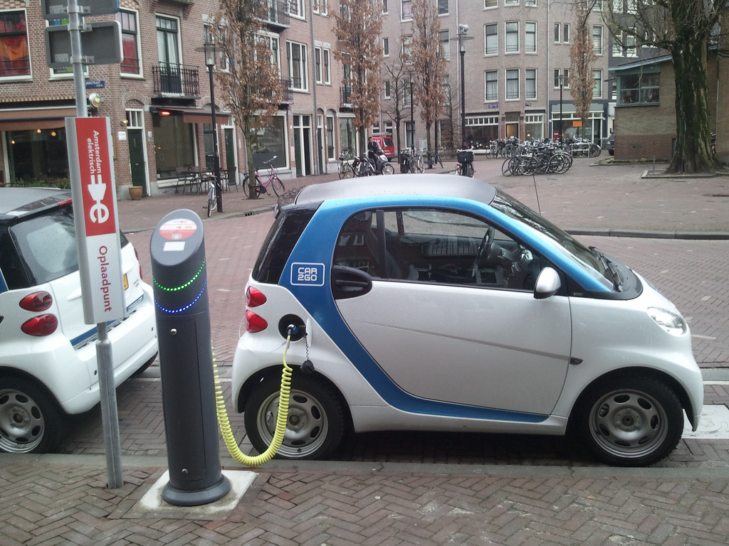 Electric car reloading/charging on Amsterdam